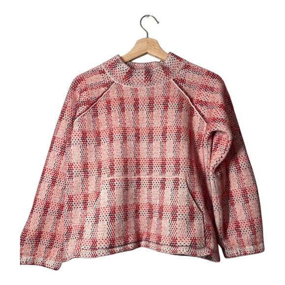 Anthropologie Field & Flower Mock Neck Cropped Sweater Skier Vibes Pink Large - Picture 1 of 5